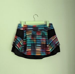 Athleta Laser Beam Bustle Skort Sm Secure Pocket Multicolor Athletic Skirt 163B